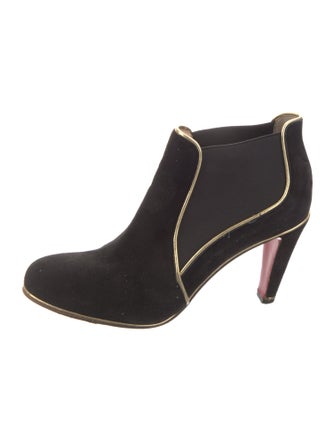 Christian Louboutin Suede Leather Trim Embellishment Chelsea Boots