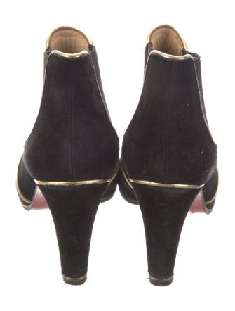 Christian Louboutin Suede Leather Trim Embellishment Chelsea Boots