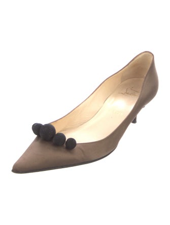 Christian Louboutin Satin Pom-Pom Embellishments Pumps
