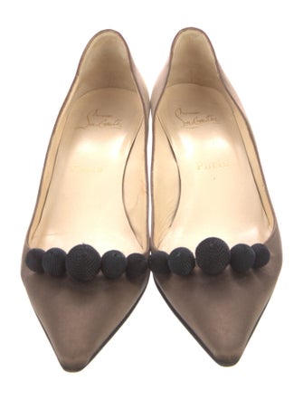 Christian Louboutin Satin Pom-Pom Embellishments Pumps