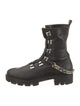 Christian Louboutin Leather Chain-Link Accents Combat Boots
