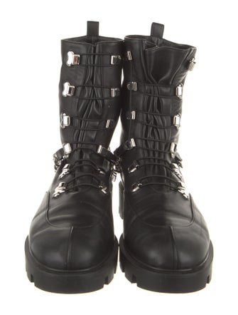 Christian Louboutin Leather Chain-Link Accents Combat Boots