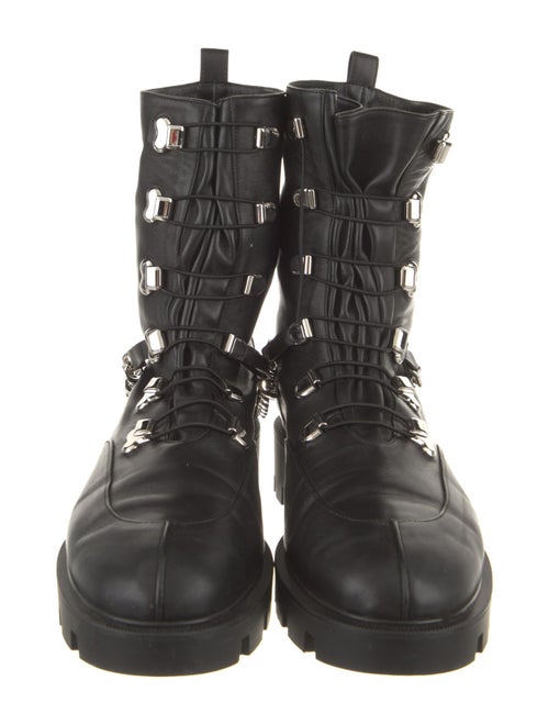Christian Louboutin Leather Chain-Link Accents Combat Boots
