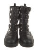 Christian Louboutin Leather Chain-Link Accents Combat Boots