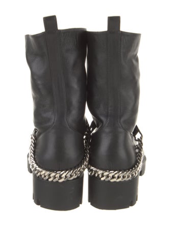 Christian Louboutin Leather Chain-Link Accents Combat Boots