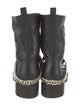 Christian Louboutin Leather Chain-Link Accents Combat Boots