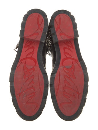 Christian Louboutin Leather Chain-Link Accents Combat Boots