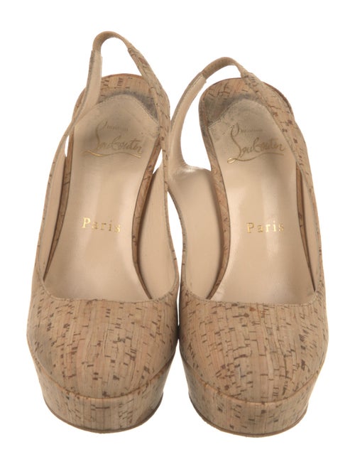 Christian Louboutin Printed Leather Trim Embellishment Slingback Pumps