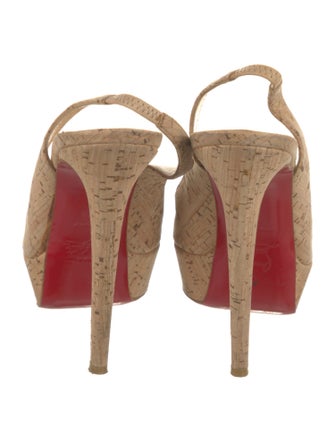 Christian Louboutin Printed Leather Trim Embellishment Slingback Pumps