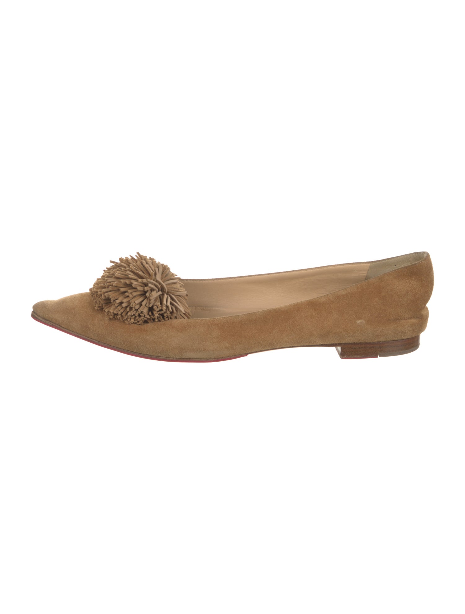 Christian Louboutin Suede Pom-Pom Embellishments Flats