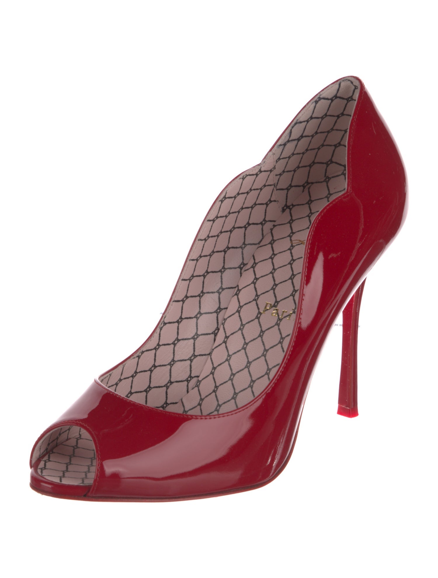 Christian Louboutin Patent Leather Scalloped Accent Pumps