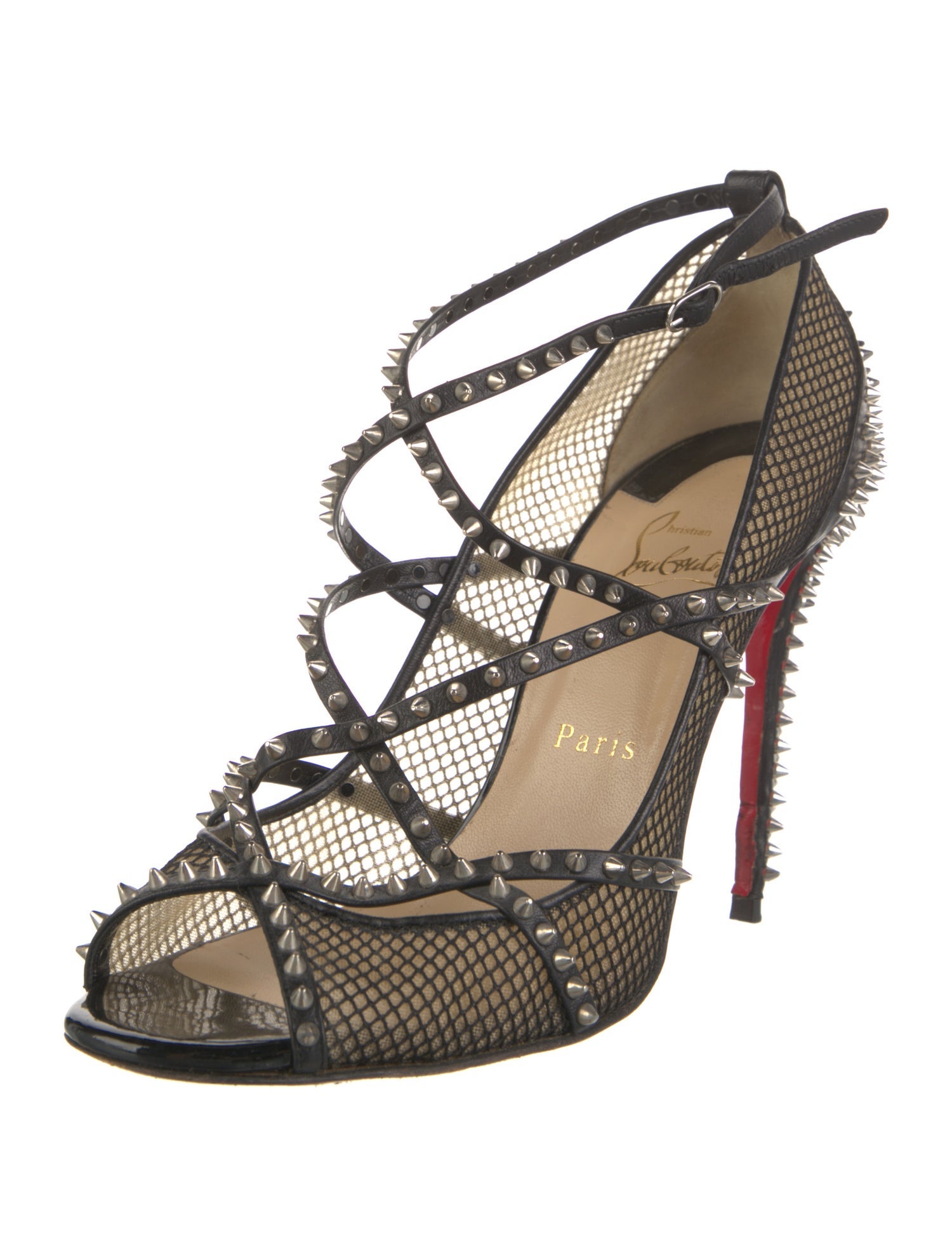 Christian Louboutin Spike Accents Mesh Sandals