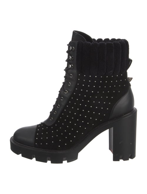 Christian Louboutin Spike Accents Suede Combat Boots