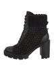 Christian Louboutin Spike Accents Suede Combat Boots