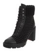 Christian Louboutin Spike Accents Suede Combat Boots