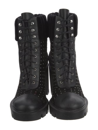 Christian Louboutin Spike Accents Suede Combat Boots