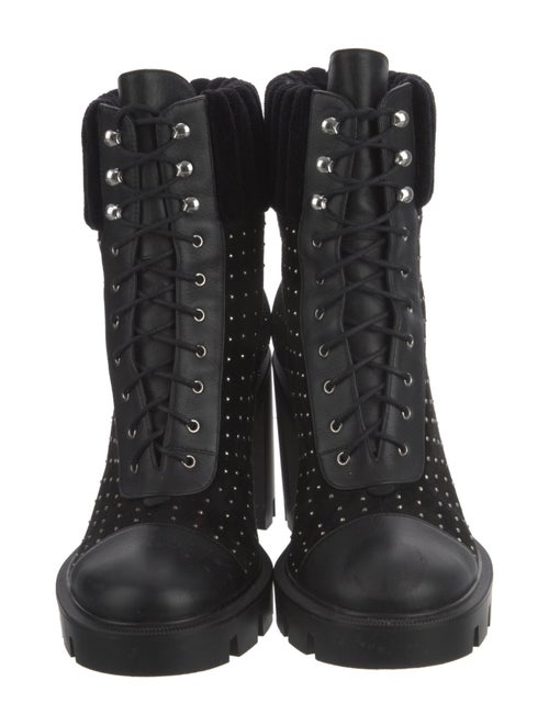 Christian Louboutin Spike Accents Suede Combat Boots