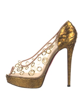 Christian Louboutin Mesh Studded Accents Pumps