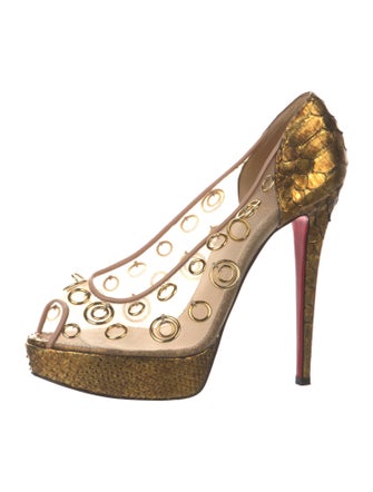 Christian Louboutin Mesh Studded Accents Pumps