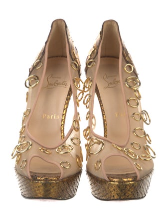 Christian Louboutin Mesh Studded Accents Pumps