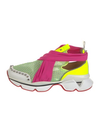 Christian Louboutin Spike Accents Printed Sneakers