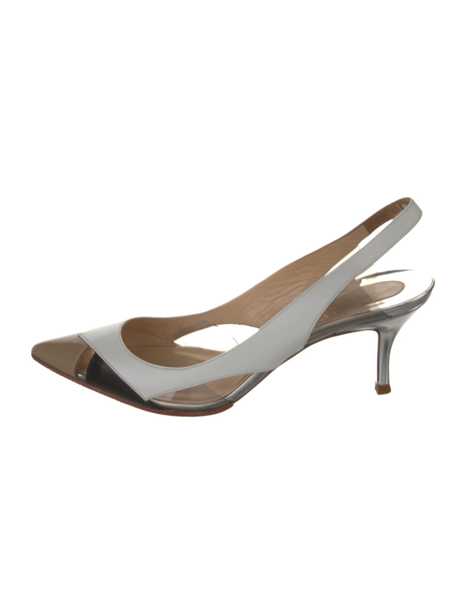Christian Louboutin Leather Colorblock Pattern Slingback Pumps