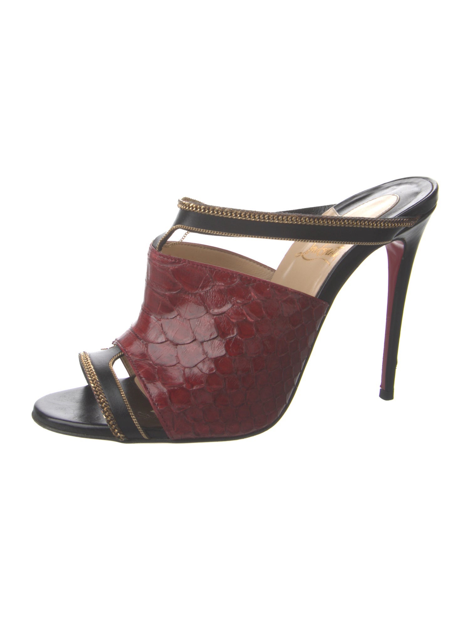 Christian Louboutin Snakeskin Colorblock Pattern Slides
