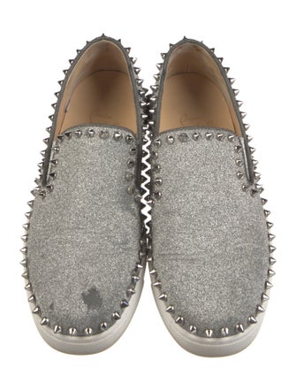 Christian Louboutin Spike Accents Glitter Sneakers