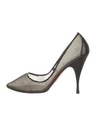 Christian Louboutin Mesh Leather Trim Embellishment Pumps