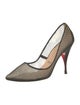 Christian Louboutin Mesh Leather Trim Embellishment Pumps