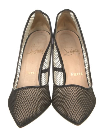 Christian Louboutin Mesh Leather Trim Embellishment Pumps