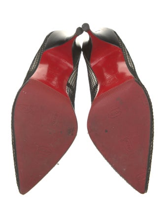 Christian Louboutin Mesh Leather Trim Embellishment Pumps