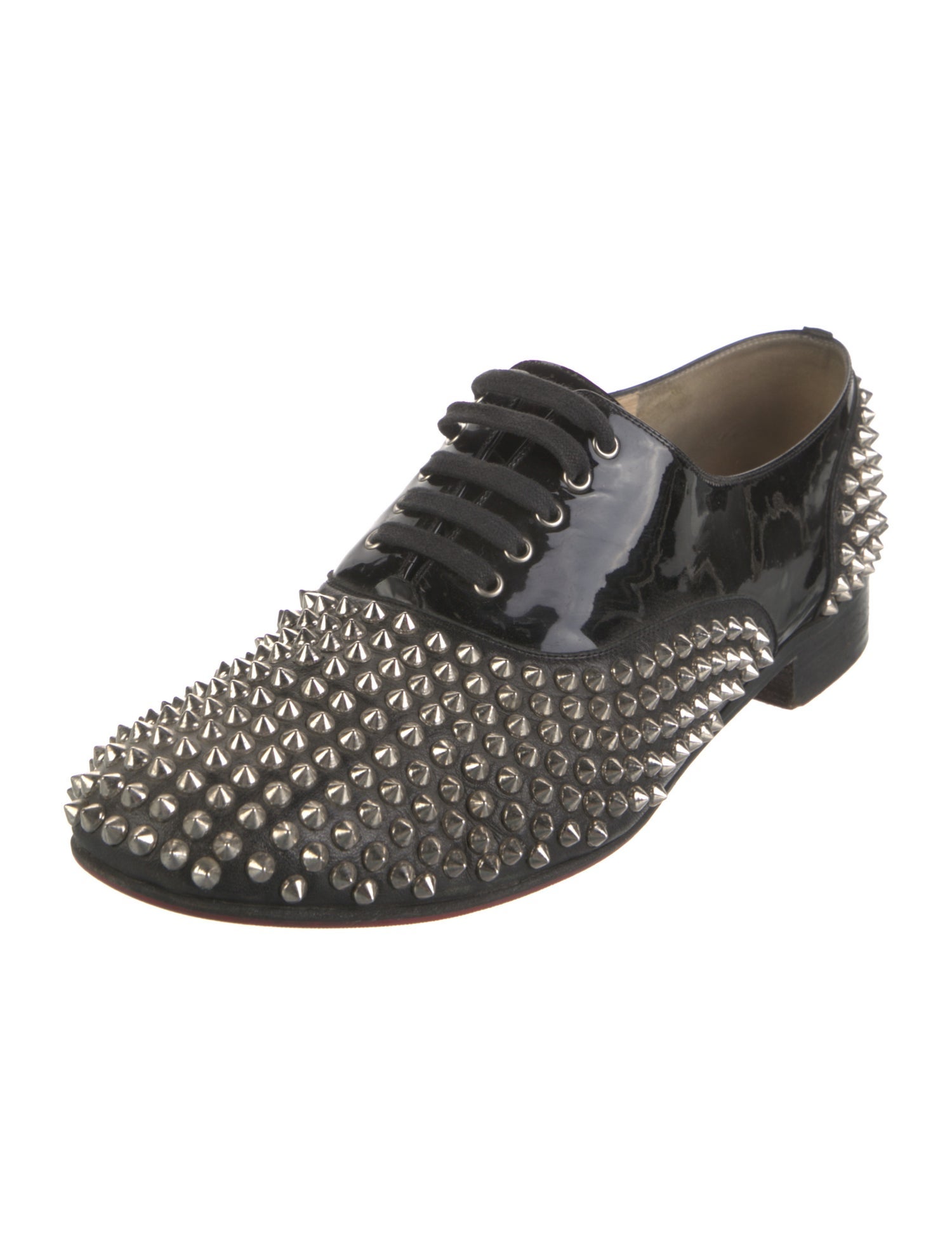 Christian Louboutin Spike Accents Patent Leather Oxfords
