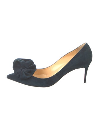 Christian Louboutin Suede Ruffle Embellishment Pumps
