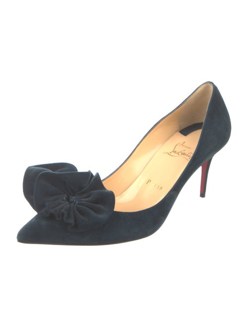 Christian Louboutin Suede Ruffle Embellishment Pumps