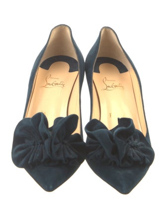 Christian Louboutin Suede Ruffle Embellishment Pumps
