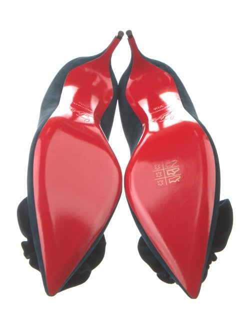Christian Louboutin Suede Ruffle Embellishment Pumps