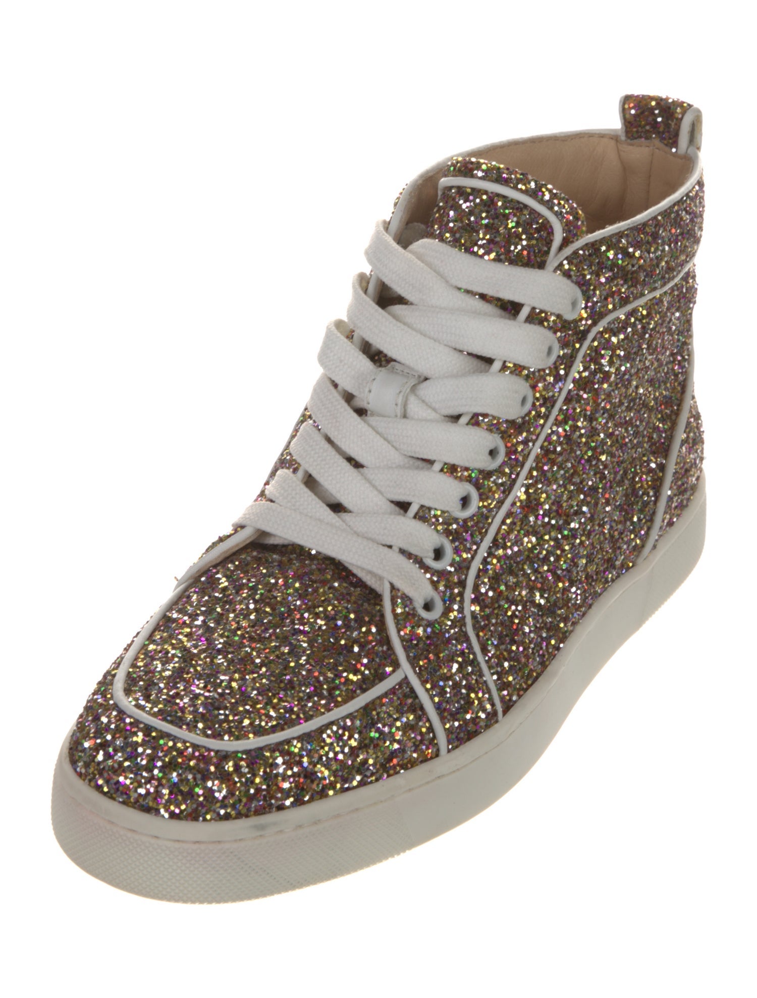 Christian Louboutin Glitter Animal Print Wedge Sneakers