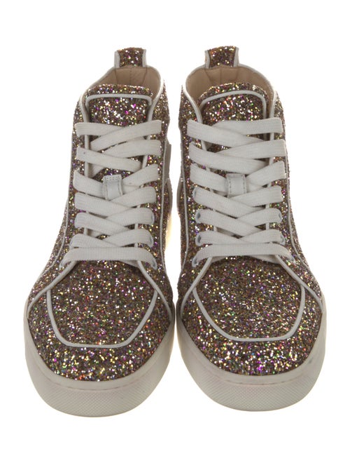Christian Louboutin Glitter Animal Print Wedge Sneakers