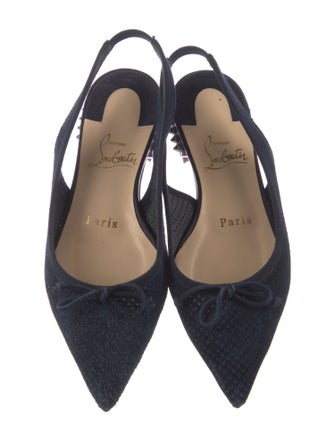 Christian Louboutin Suede Bow Accents Slingback Flats