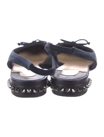 Christian Louboutin Suede Bow Accents Slingback Flats
