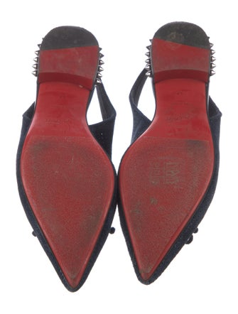 Christian Louboutin Suede Bow Accents Slingback Flats