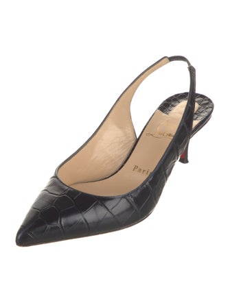 Christian Louboutin Embossed Leather Slingback Pumps
