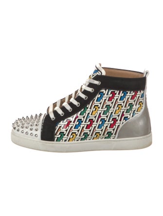 Christian Louboutin Spike Accents Patent Leather Sneakers