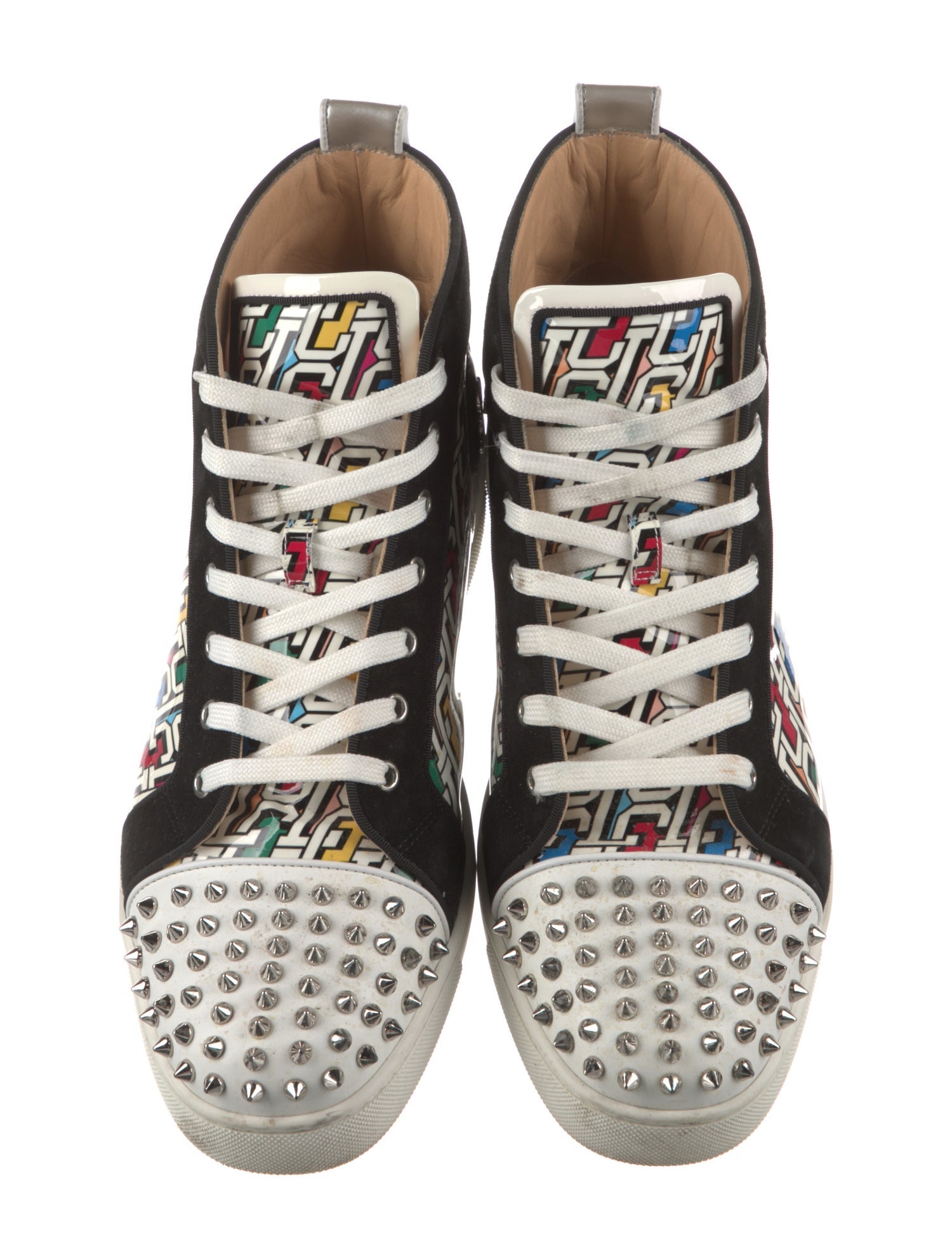 Christian Louboutin Spike Accents Patent Leather Sneakers