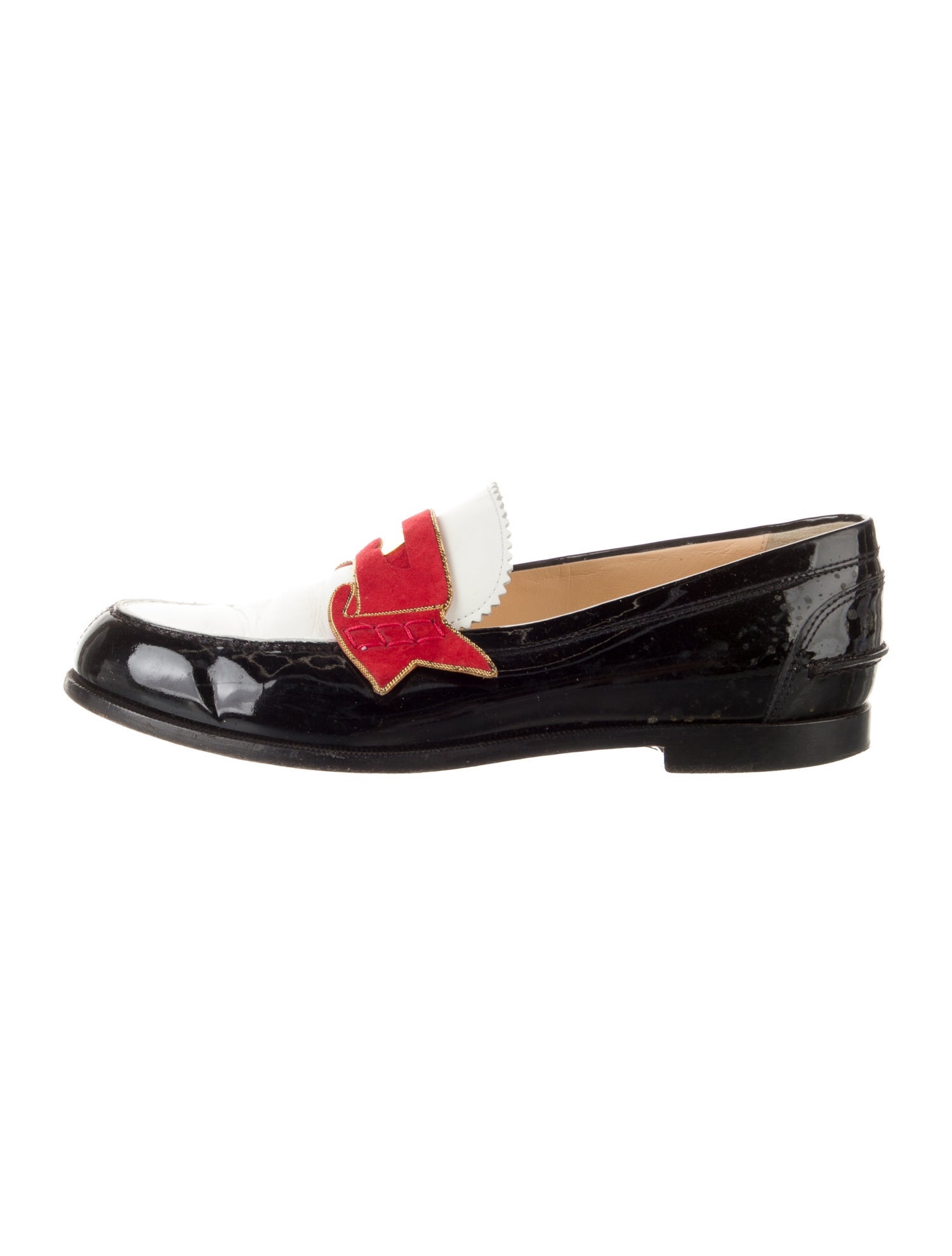 Christian Louboutin Patent Leather Colorblock Pattern Loafers