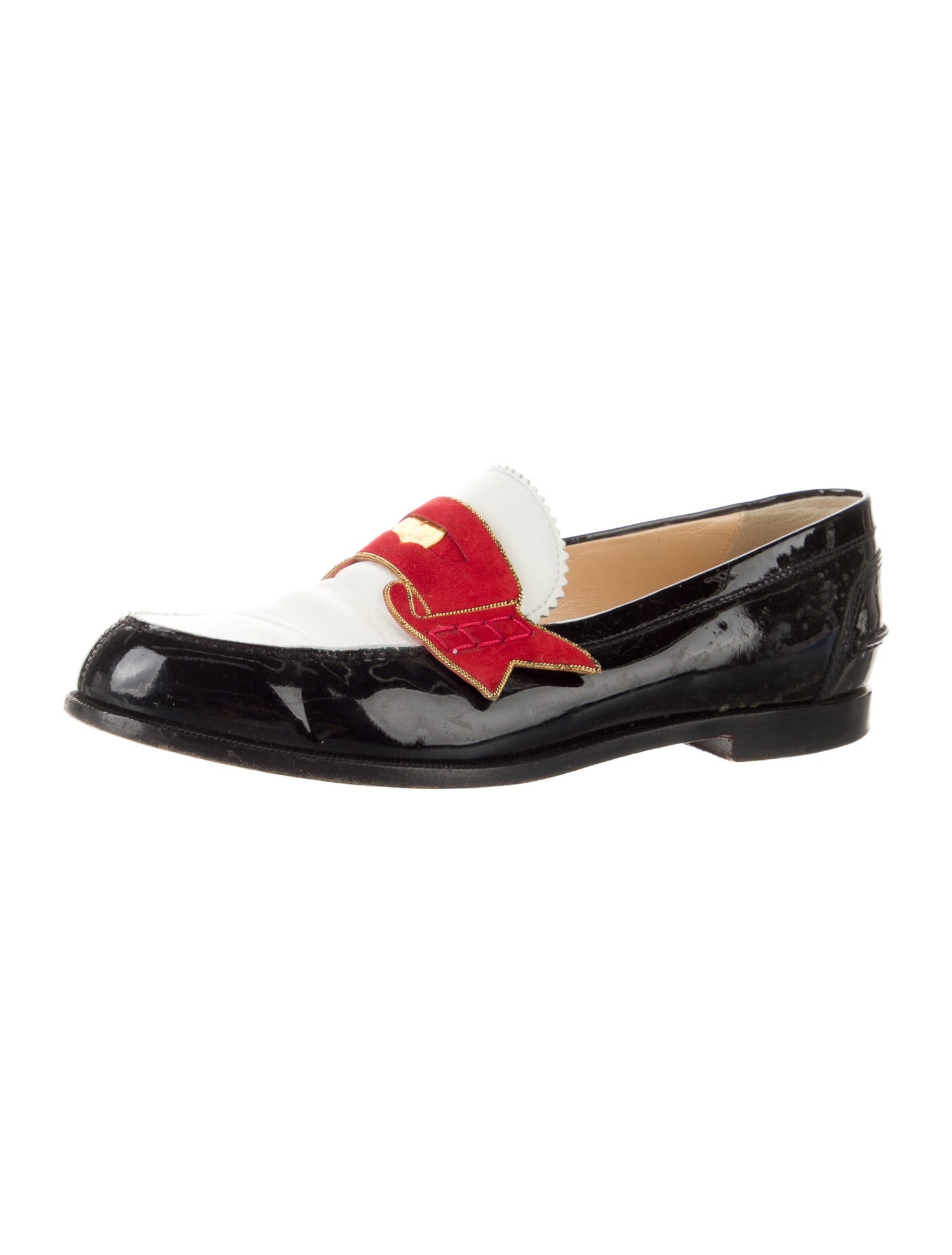 Christian Louboutin Patent Leather Colorblock Pattern Loafers
