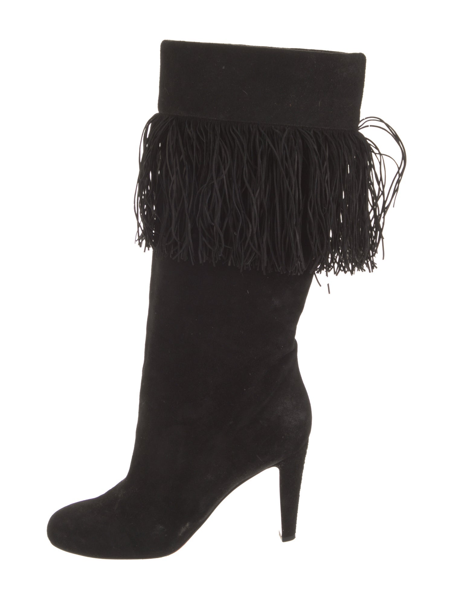 Christian Louboutin Suede Fringe Trim Accent Boots