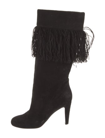 Christian Louboutin Suede Fringe Trim Accent Boots