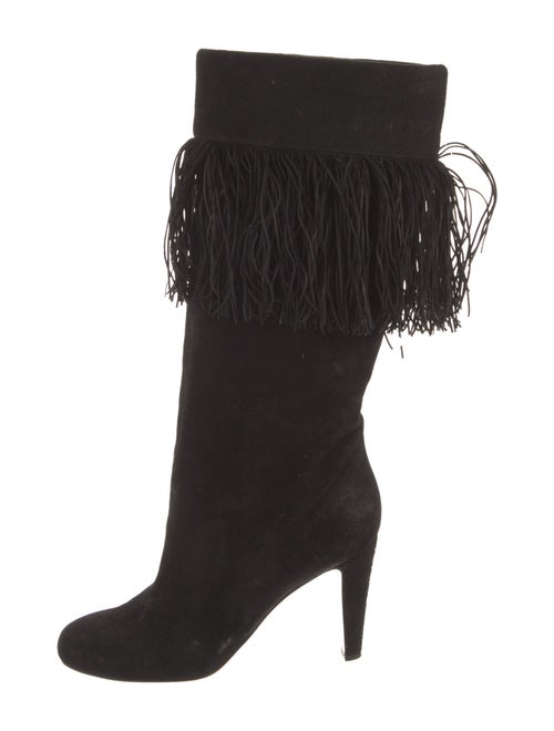 Christian Louboutin Suede Fringe Trim Accent Boots